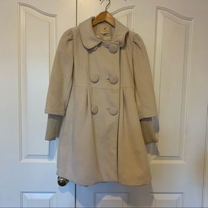 Retro forever 21 cream coat with peter pan collar size S